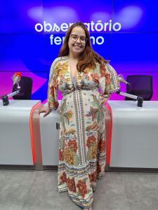 Convidada do podcast nos estúdios da Itatiaia