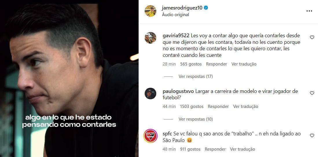 James faz novo post enigmático, e torcedores do São Paulo reagem