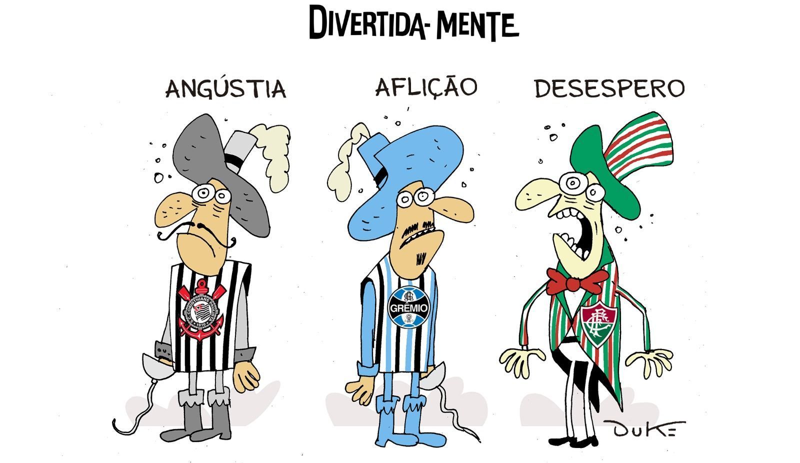 Charge do Duke: trio de gigantes na zona de rebaixamento do Brasileiro
