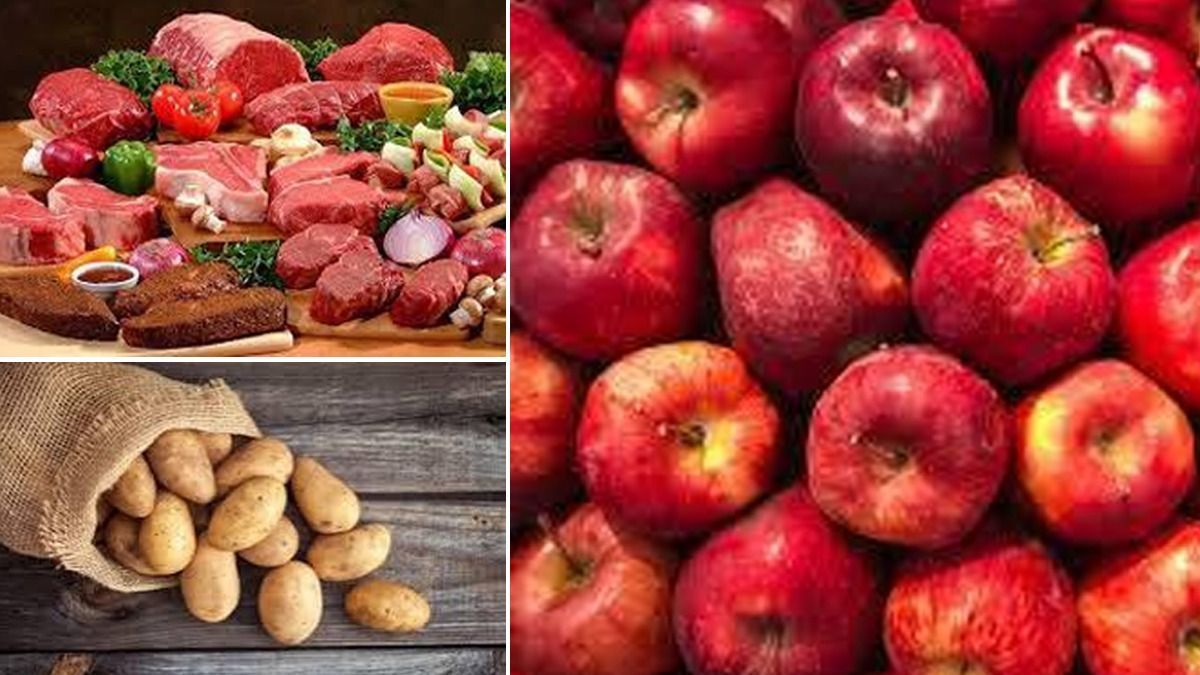 Batata e maçã em alta, carnes estáveis para o consumidor