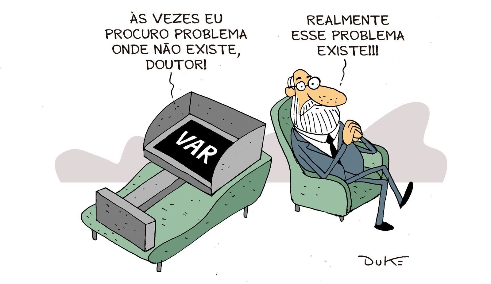 Charge do Duke: as críticas ao VAR no futebol brasileiro