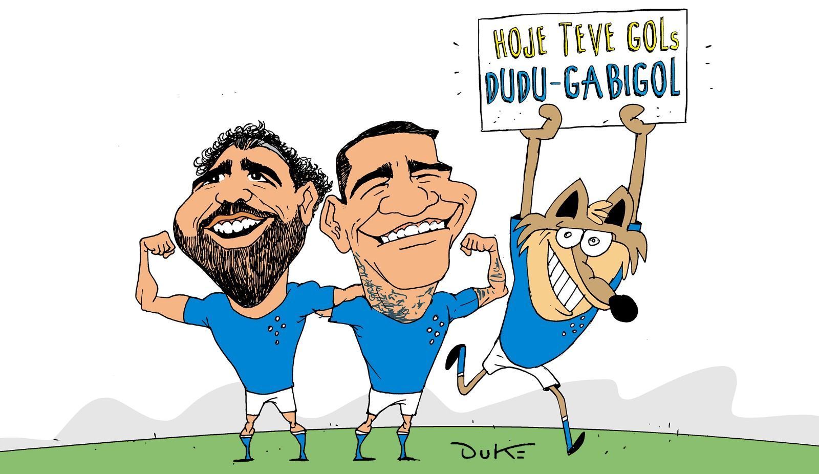 Charge do Duke | A vitória do Cruzeiro com gols de Dudu e Gabigol