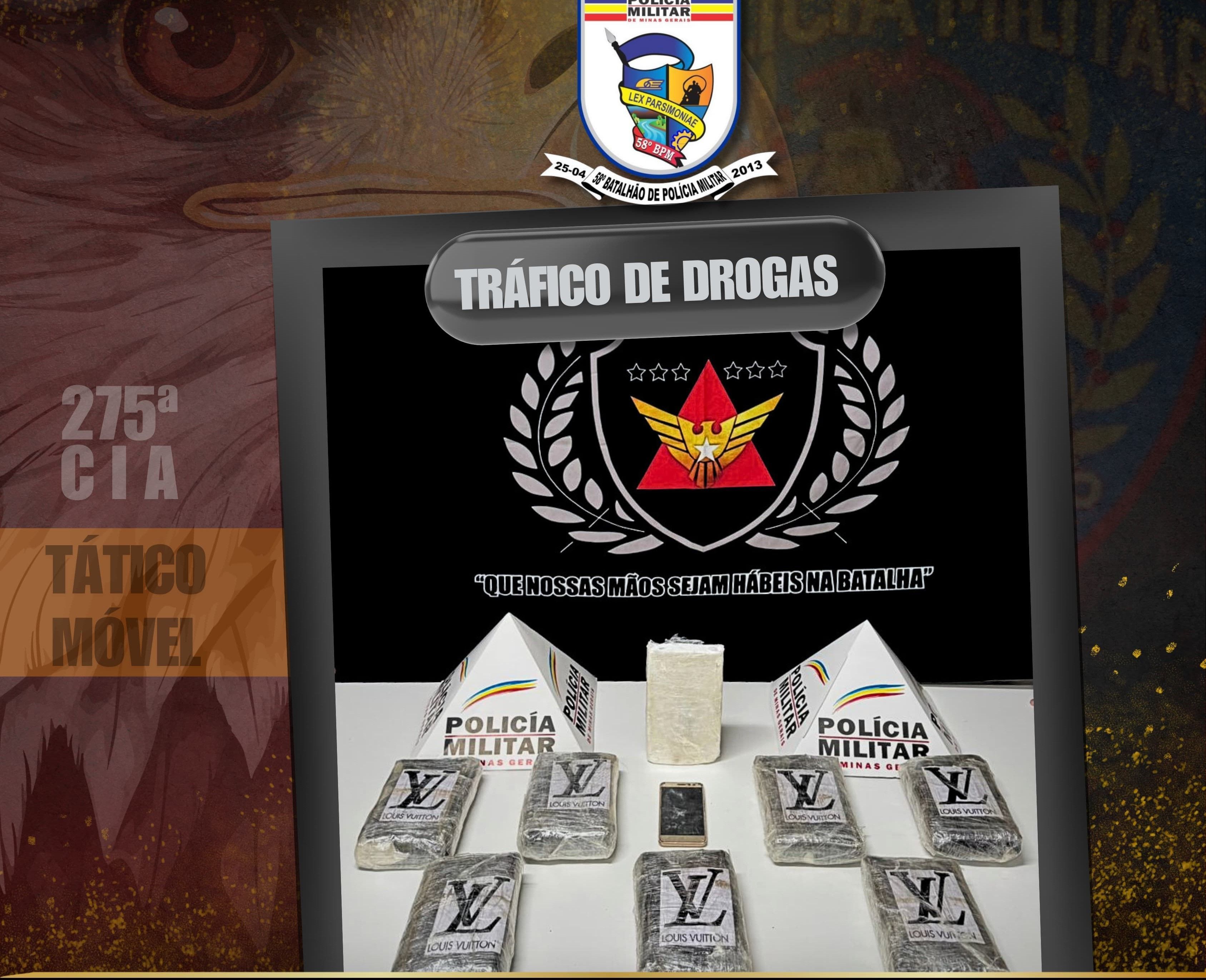 Um preso e 8kg de cocaína apreendidos em Coronel Fabriciano