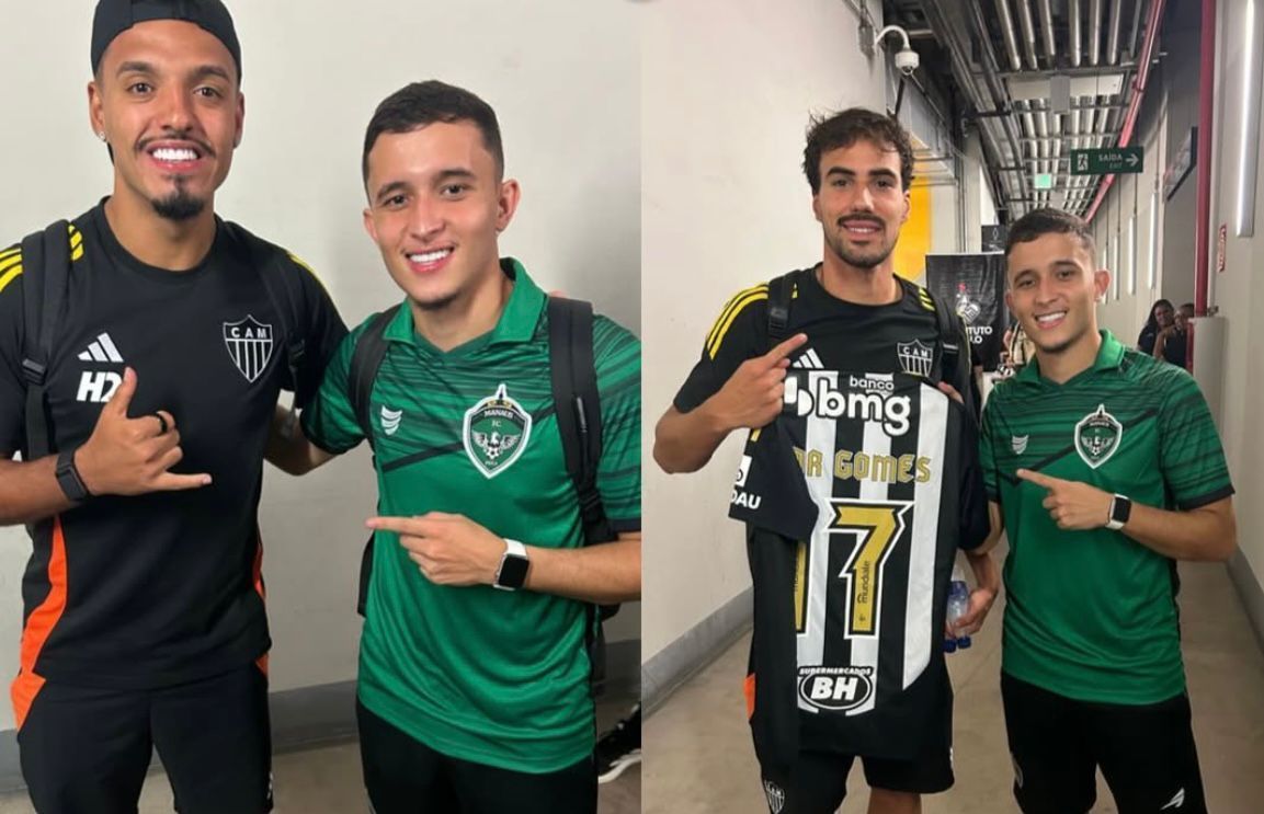 Jogador do Manaus tieta atleticanos e ganha camisa no Mineirão