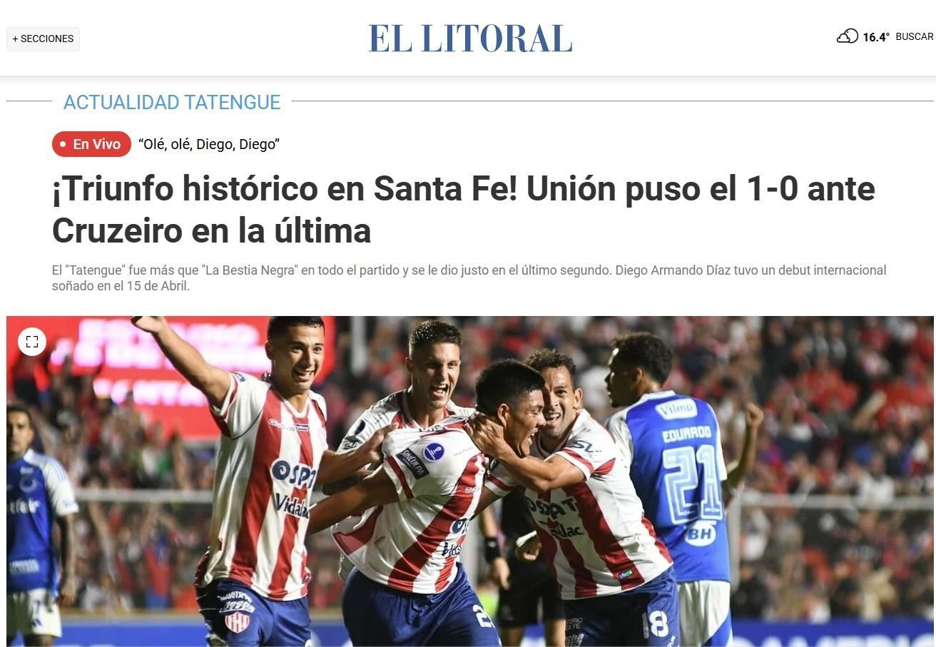 Imprensa argentina trata vitória do Unión sobre o Cruzeiro como 'histórica'; veja
