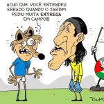 Charge do Duke | A falha de Cássio, goleiro do Cruzeiro, contra o Palestino