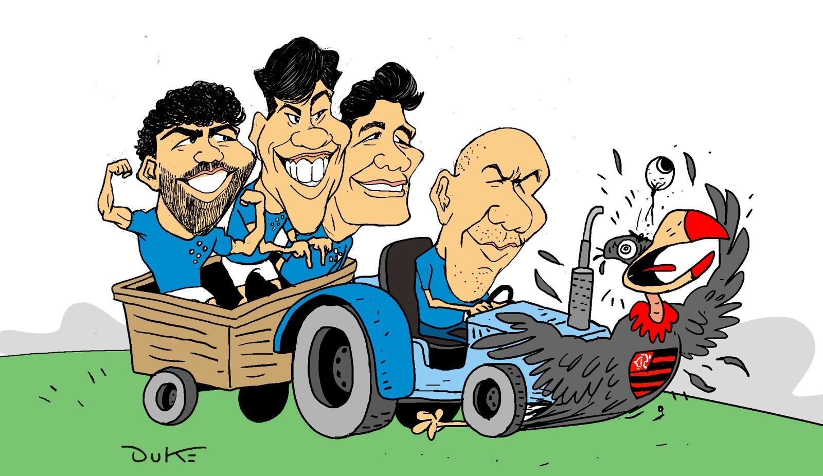 Charge do Duke | Cruzeiro, de Jardim, passa o trator sobre o Flamengo