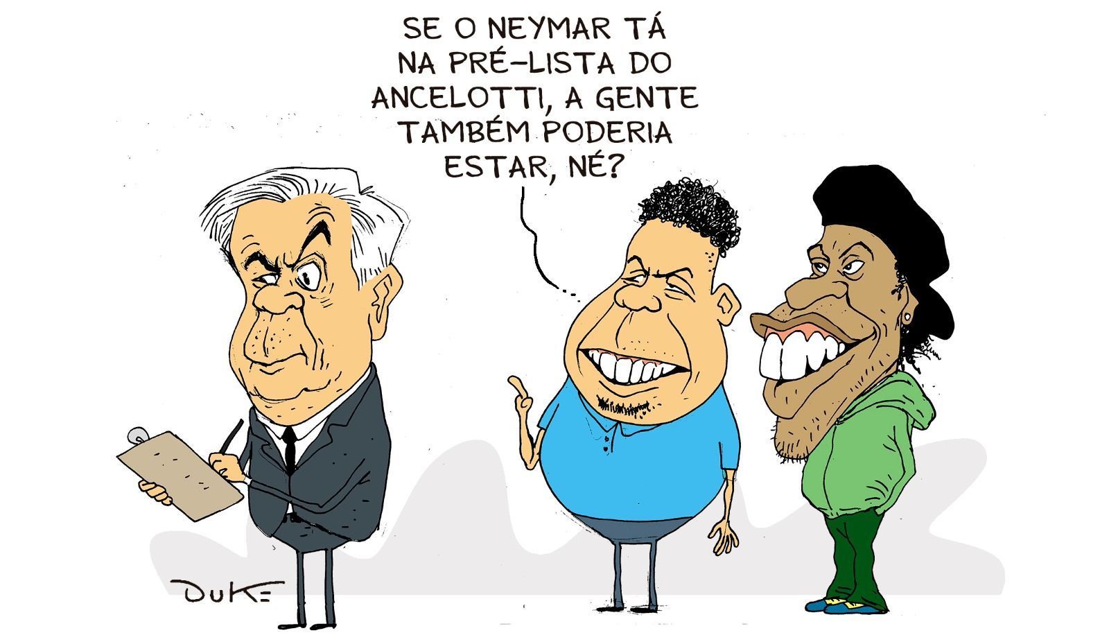 Charge do Duke | Neymar na pré-lista de Ancelotti para a Seleção Brasileira
