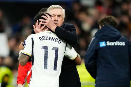 Carlo Ancelotti e Rodrygo no Real Madrid