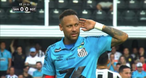 Neymar respondendo a torcida do Botafogo