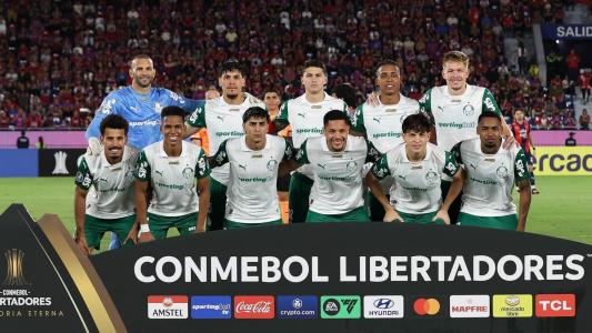 Jogadores do Palmeiras antes de jogo pela Copa Libertadores