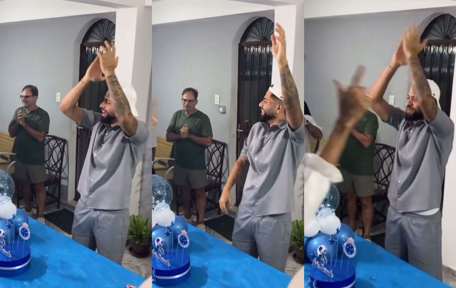 Zagueiro celebra aniversário com bolo e hino do Cruzeiro; assista