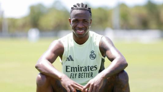 Vini Jr. em treino do Real Madrid nos Estados Unidos