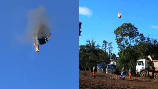 Balão que levava 22 pessoas caiu em Praia Grande, Santa Catarina