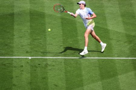 João Fonseca durante partida do Eastbourne Open