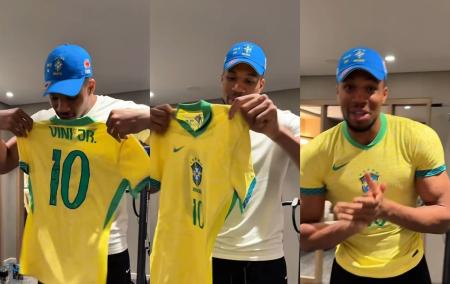 Giannis Antetokounmpo recebeu presentes de Vinicius Júnior