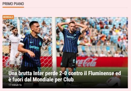 Gazzetta dello Sport - Uma Inter ruim perde por 2 a 0 para o Fluminense e está fora do Mundial de Clubes