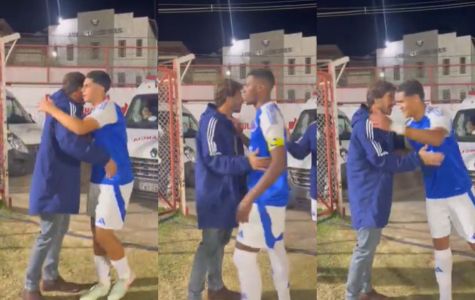 Lucas Silva com jovens do time sub-20 do Cruzeiro no Castor Cifuentes, em Nova Lima