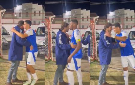 Lucas Silva com jovens do time sub-20 do Cruzeiro no Castor Cifuentes, em Nova Lima