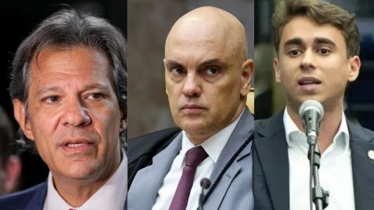 Fernando Haddad, Alexandre de Moraes e Nikolas Ferreira