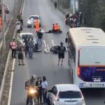 Acidente entre carro e moto trava o trânsito na MG-10, em Vespasiano