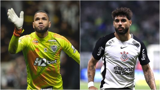 Everson (esq), do Atlético, e Yuri Alberto (dir), do Corinthians