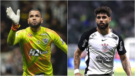 Everson (esq), do Atlético, e Yuri Alberto (dir), do Corinthians