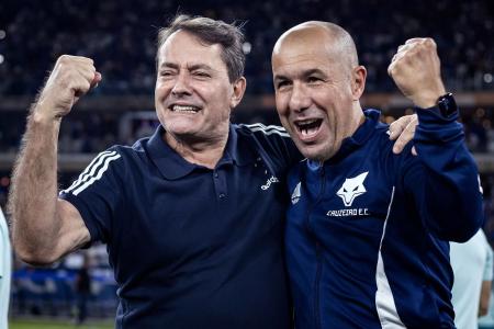 Pedro Lourenço e Leonardo Jardim após jogo do Cruzeiro no Mineirão