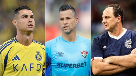 Cristiano Ronaldo (esq), Fábio (centro) e Rogério Ceni (dir)