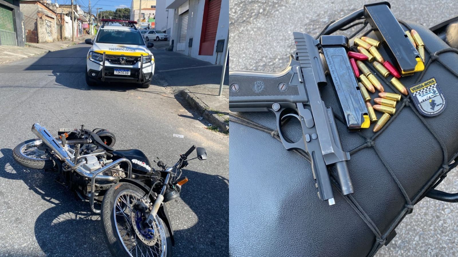 Jovem é preso com arma de fogo após empinar moto em Venda Nova, em BH