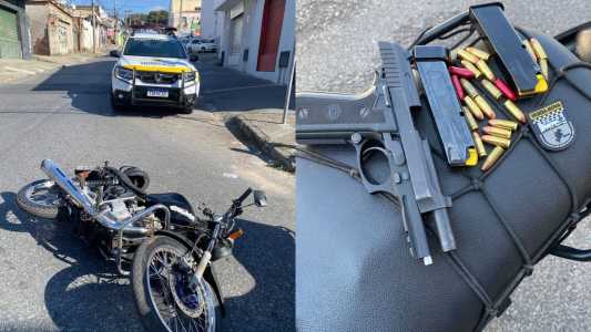 jovem de 19 anos preso por empinar moto e ser abordado com uma arma de fogo