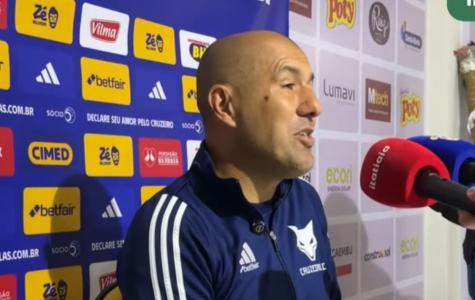 Leonardo Jardim, técnico do Cruzeiro, durante entrevista coletiva após empate com Mirassol