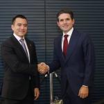 Hugo Motta recebe presidente do Equador e defende cooperação contra crime organizado