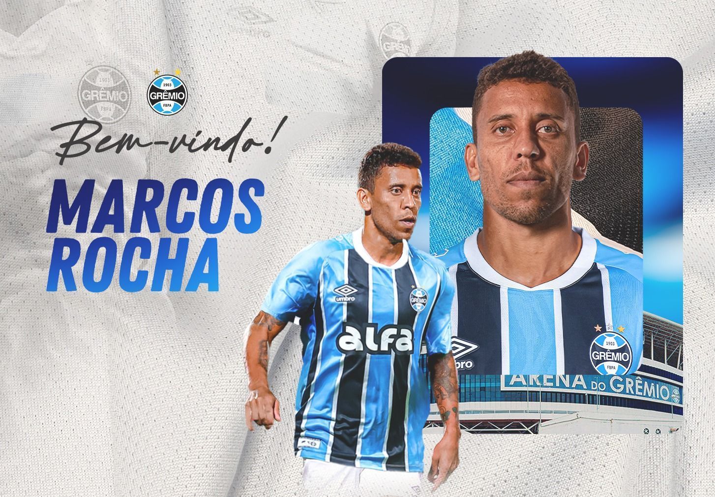 Grêmio anuncia a contratação do lateral Marcos Rocha, ex-Palmeiras e Atlético