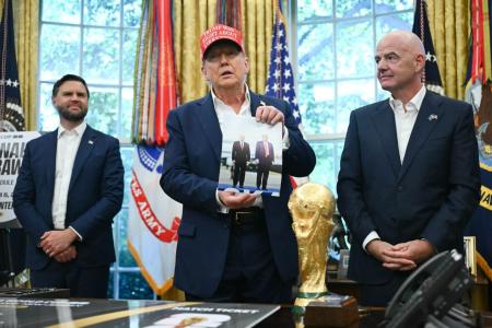 Trump estava acompanhado do presidente da FIFA, Gianni Infantino