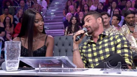 Naomi Campbell e Cauã Reymond no Domingão com Huck