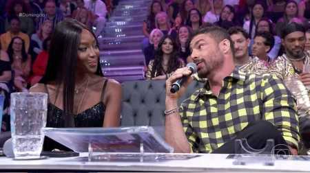 Naomi Campbell e Cauã Reymond no Domingão com Huck