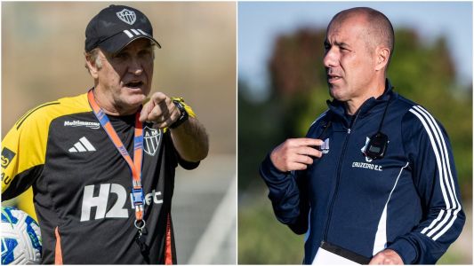 Cuca (esq), do Atlético, Leonardo Jardim (dir), do Cruzeiro