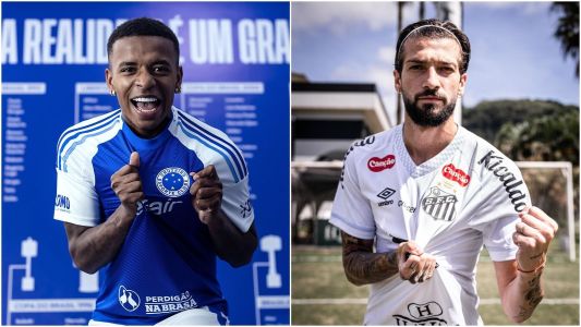 Keny Arroyo (esq), do Cruzeiro, e Lautaro Díaz (dir), do Santos