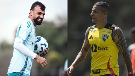 Fabrício Bruno e Guilherme Arana durante treinamento nesta quarta-feira (10)