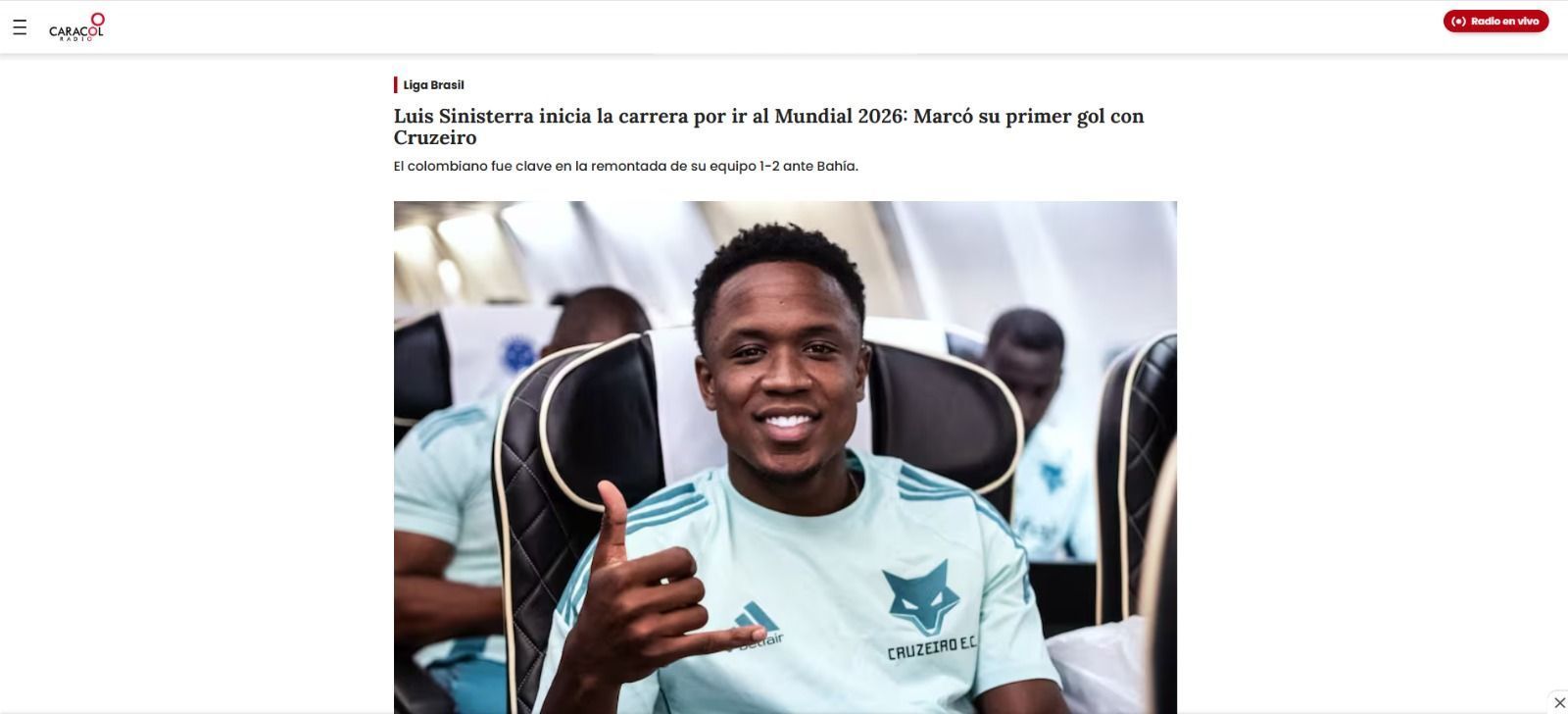 Cruzeiro: imprensa internacional repercute gol de Sinisterra e destaca Copa do Mundo