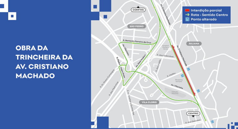 Trânsito na Cristiano Machado, em BH, terá alterações para obras de trincheira