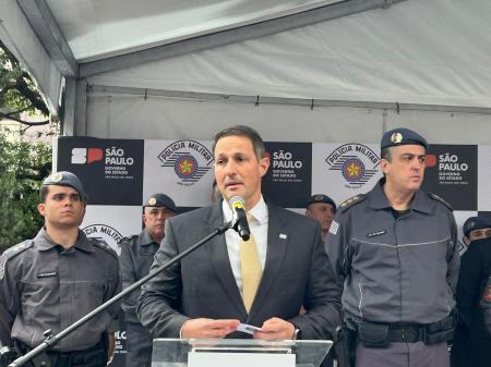 Secretário de Segurança Pública de São Paulo, Guilherme Derrite, fala sobre o caso do delegado Ruy Ferraz