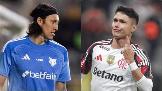 Cássio (esq), do Cruzeiro, e Luiz Araújo (dir), do Flamengo