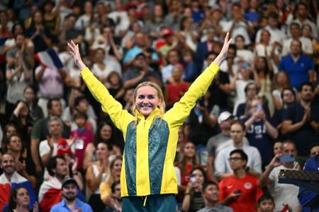 Ariarne Titmus comemora conquista de medalha na Olimpíada de Paris 2024