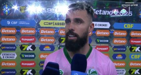 Jandrei, goleiro do Juventude, em zona mista no Maracanã