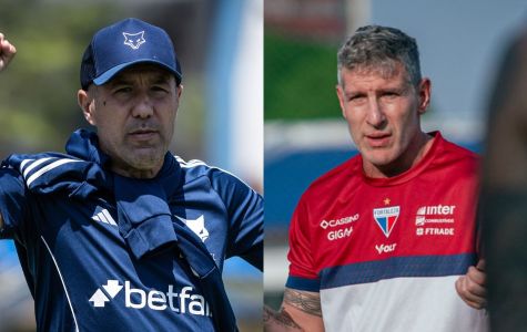 Leonardo Jardim, técnico do Cruzeiro, e Martín Palermo, técnico do Fortaleza