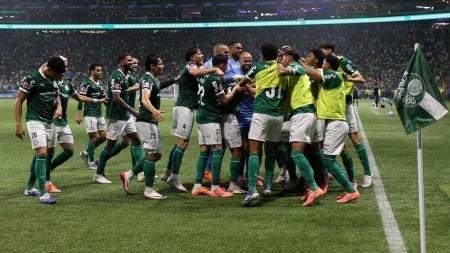 Jogadores do Palmeiras no Allianz Parque, em São Paulo