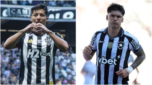 Alan Franco (esq), do Atlético, e Correa, do Botafogo (dir)