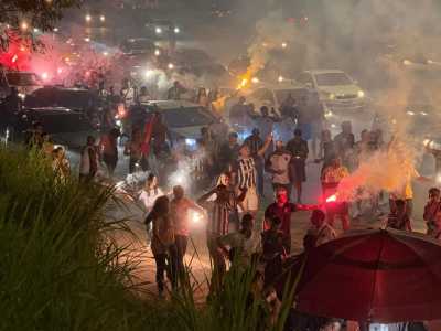 Torcida do Atlético faz festa antes de 'decisão' pela Sul-Americana